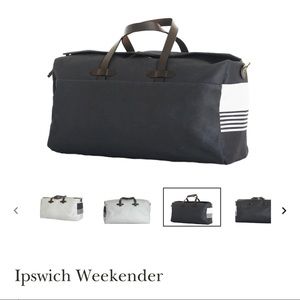 Long Wharf Ipswich Weekender Bag Navy W/Leather Trim And Brass